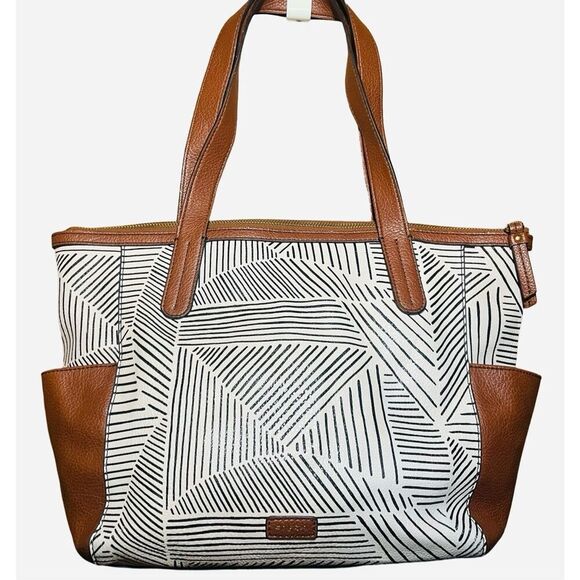 Fossil Black and Brown Tote Bag - Picture 1 of 9